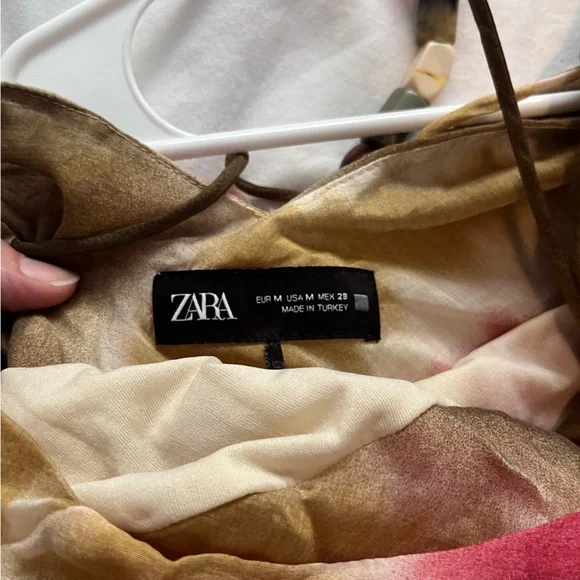 NWT Zara Tie Dye Cowl Neck Maxi Slip Dress Jewel Bead Detailing Medium Green - Picture 6 of 12